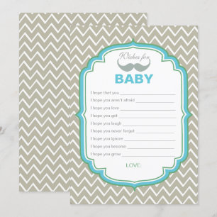 Blue and Green Mustache Wünsche für Babykarte Einladung