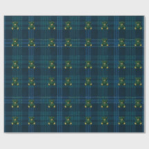 Blue and Green Plaid Teddy Bear Wrapping Paper