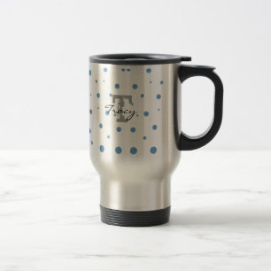 Blue and Green Polka Dots Personalisiert Reisebecher