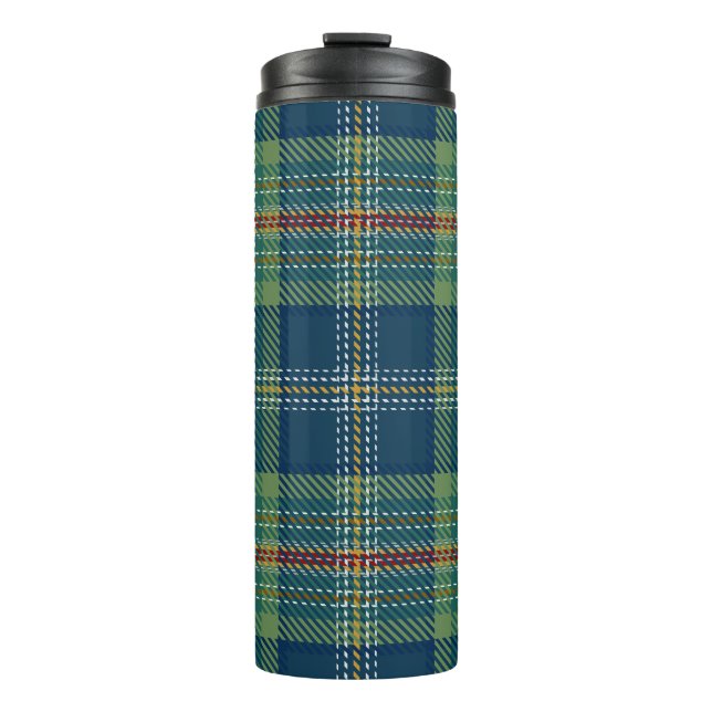 Blue and Green Scottish Tartan Plaid Thermosbecher (Vorderseite)