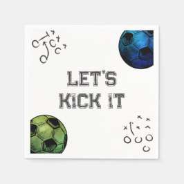 Blue and Green Soccer Party Napkins Serviette