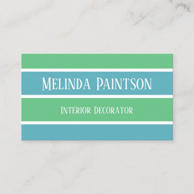 Blue and Green Stripes Business Card Visitenkarte (Vorderseite)