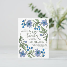 Blue and Green Sweet Country Floral Baby Shower Postkarte