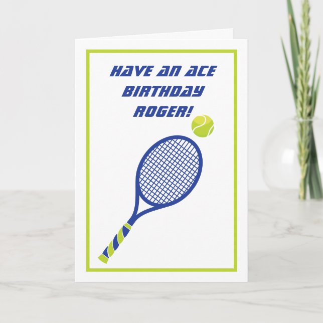 Blue and green Tennis Ace Geburtstag Postkarte (Vorderseite)