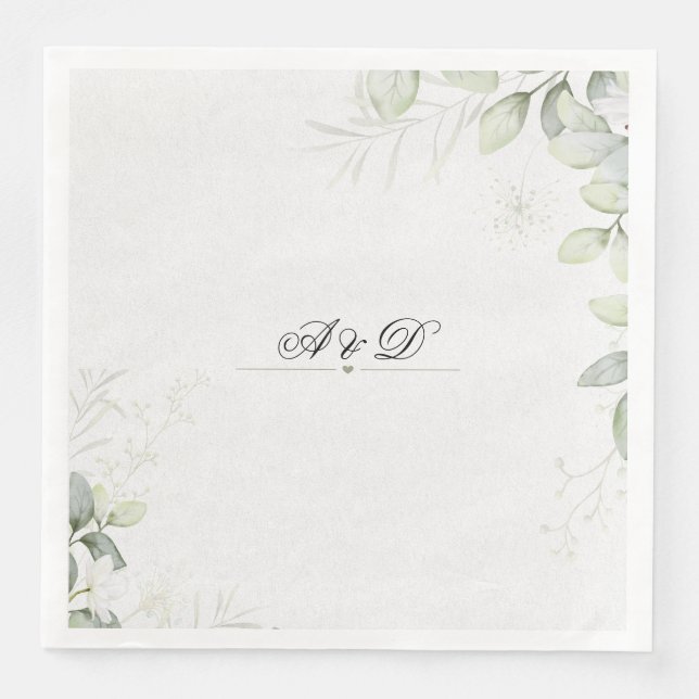 Blue and Green Watercolor Flower Wedding Napkin Serviette (Vorderseite)