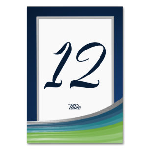 Blue and Green Wave Bar Mitzvah Tischnummer