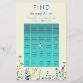 Blue and Green Wildblume Baby Dusche Bingo Spiel