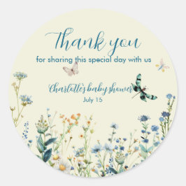 Blue and Green Wildblumen danke Runder Aufkleber