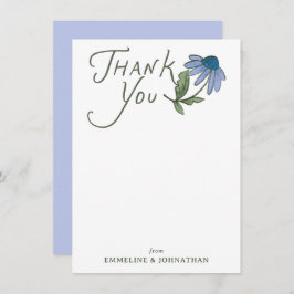 Blue and Green Wildflower Flat Thank You Notes Dankeskarte