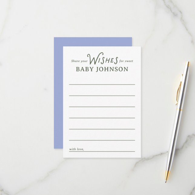 Blue and Green Wishes for Baby Shower Card RSVP Karte (Vorderseite/Rückseite Beispiel)