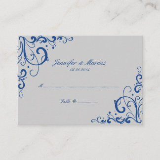 Blue and Grey Blüh Wedding Cards Platzkarte