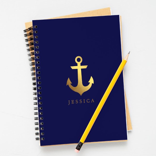 Blue and Imitate Gold Foil Anker Notizblock (Von Creator hochgeladen)