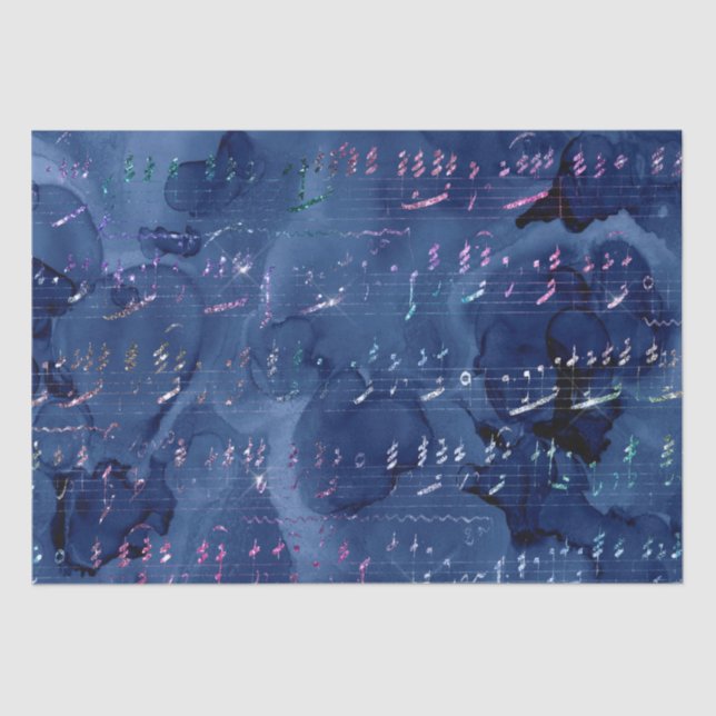 Blue and Iridescent Glitzer Mermaid Letters Seidenpapier (Vorderseite)