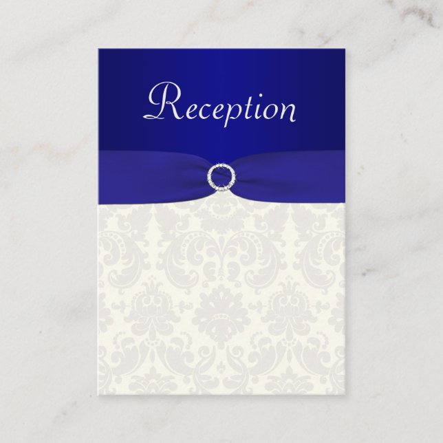 Blue and Ivory Damask Enclosure Card Begleitkarte (Vorderseite)
