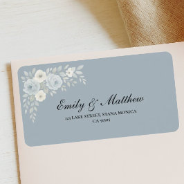 Blue And Ivory Floral Wedding Return Address Label Adressaufkleber