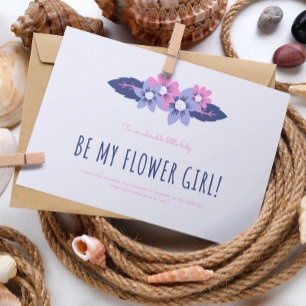 Blue and Lavender Wedding Flower Girl Card Einladung