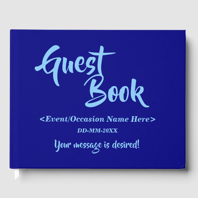Blue and Light Sky Blue Generic Event Guest Book Gästebuch (Vorderseite)