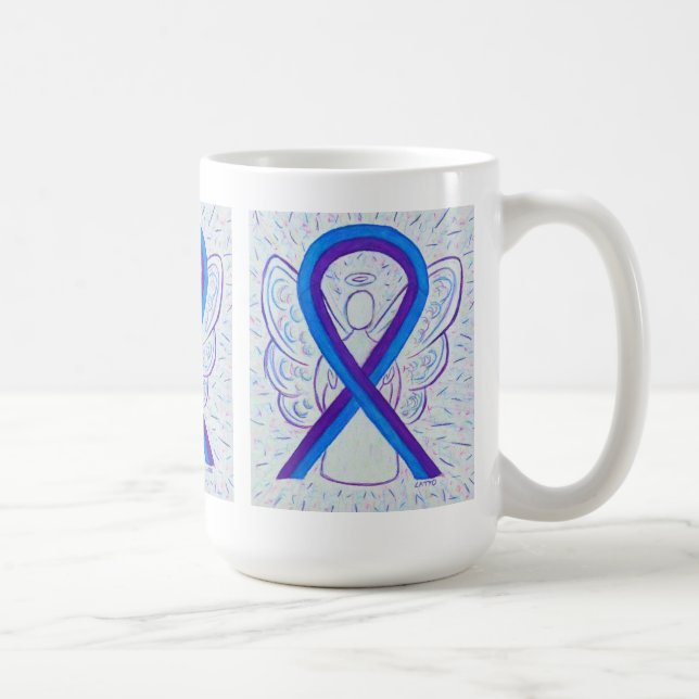 Blue and Lila Awareness Ribbon Angel Art Tasse (Rechts)
