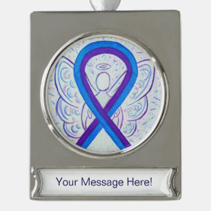 Blue and Lila Awareness Ribbon Angel Ornament