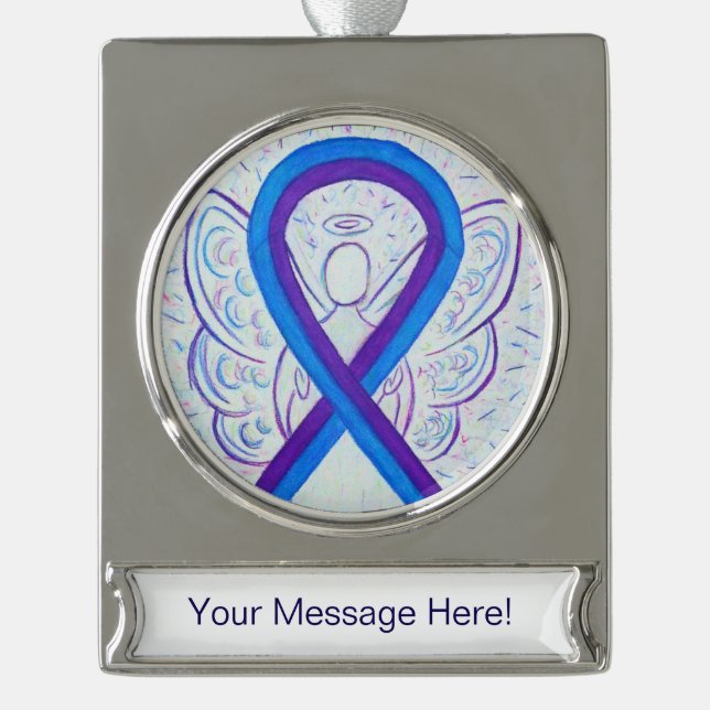 Blue and Lila Awareness Ribbon Angel Ornament (Vorderseite)