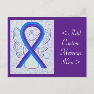 Blue and Lila Awareness Ribbon Angel Postcard Postkarte