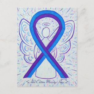 Blue and Lila Awareness Ribbon Angel Postcard Postkarte
