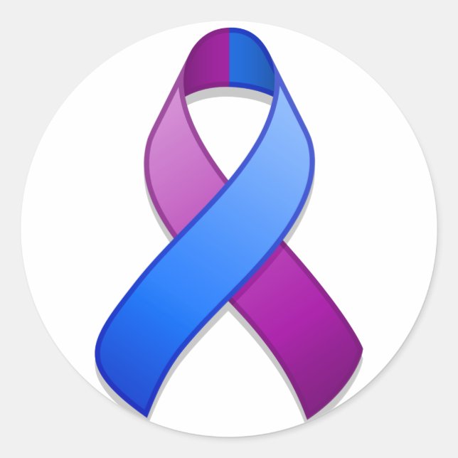 Blue and Lila Awareness Ribbon Round Sticker (Vorderseite)