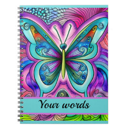 Blue and Lila Butterfly Spiral Foto Notebook Notizblock