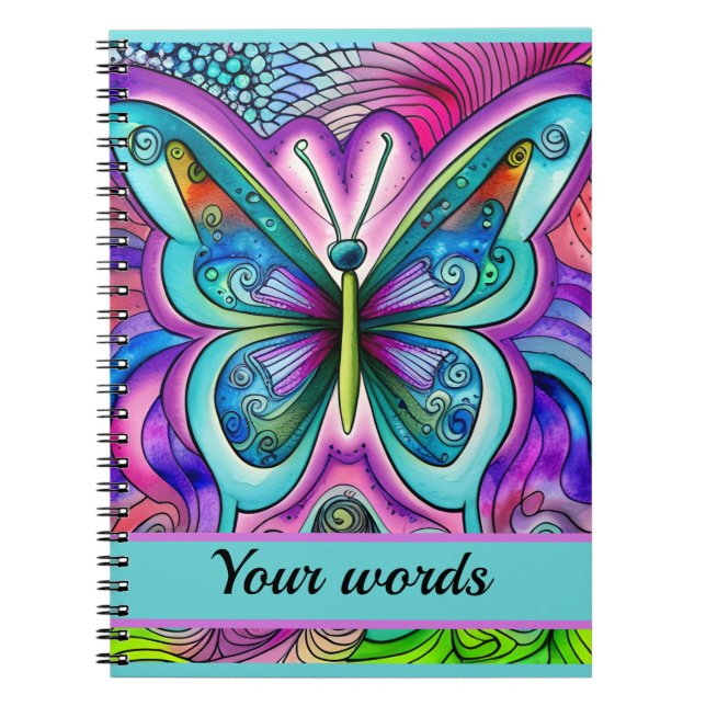 Blue and Lila Butterfly Spiral Foto Notebook Notizblock (Vorderseite)