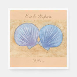 Blue and Lila Seashells Wedding Napkins Serviette