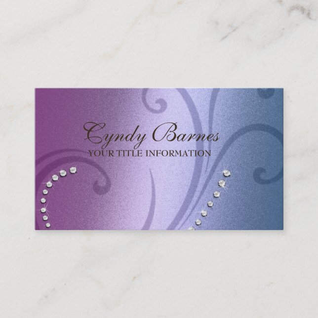 Blue and Lila Shimmer and Crystal Business Card Visitenkarte (Vorderseite)