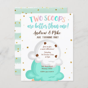 Blue and Mint Twin Ice Creme Einladung
