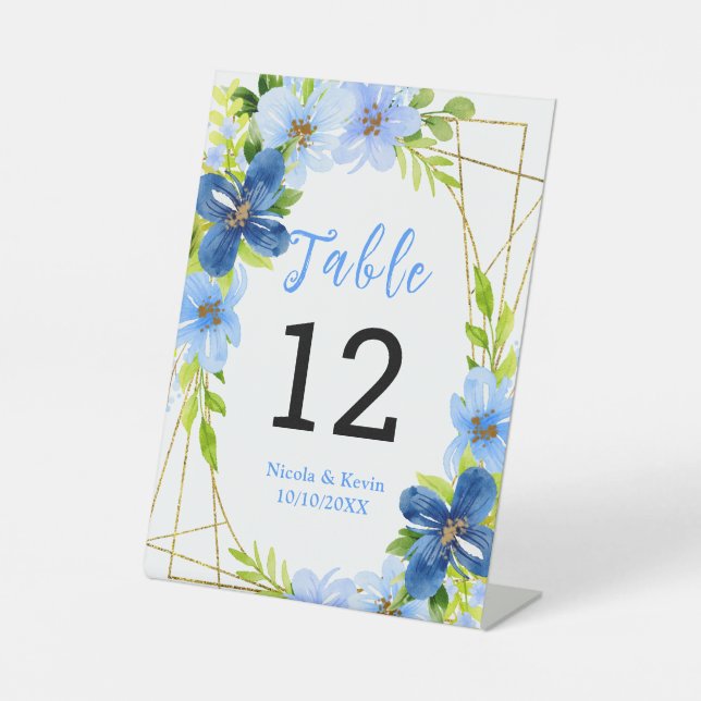 Blue and Navy Flowers with Foliage  Sockelschild (Vorderseite)