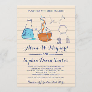 Blue and Orange Chemistry Wedding Foto lädt Sie ei Save The Date