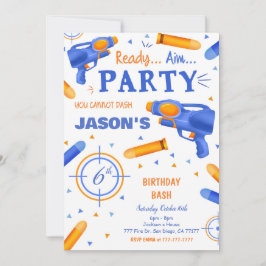 Blue and Orange Dart Gun Einladung