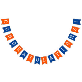 Blue and Orange Herzlichen Glückwunsch Abschluss Wimpelkette