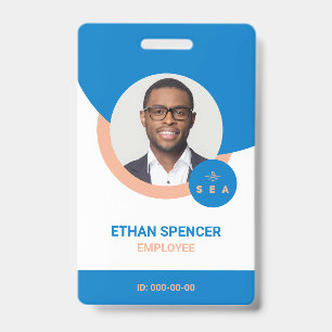 Blue and Orange Modern Employee Foto ID Abzeichen Ausweis