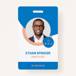 Blue and Orange Modern Employee Foto ID Abzeichen Ausweis