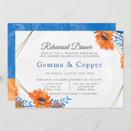 Blue and Orange Poppy Probe Dinner Einladung