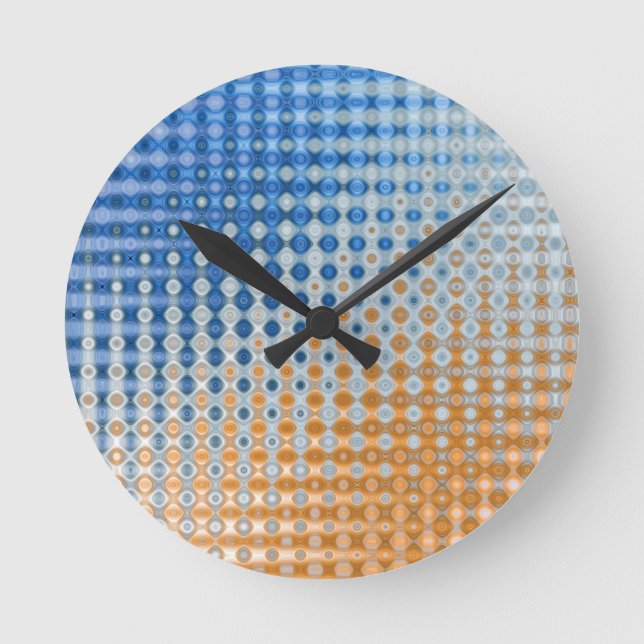 Blue and Orange  Runde Wanduhr (Vorderseite)