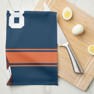 Blue and Orange Stripes Jersey Grid Iron Football Geschirrtuch