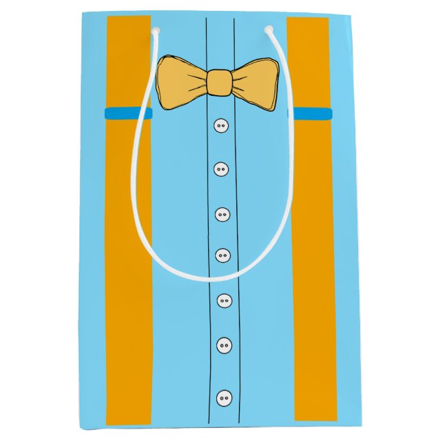 Blue and Orange Suspenders and Bow Krawatte Birthd Mittlere Geschenktüte (Vorderseite)