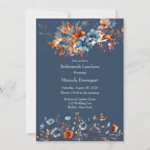 Blue and Orange Wildblumen Bridesmaids Luncheon Einladung
