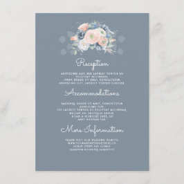 Blue and Peach Floral Wedding Information Guest Begleitkarte