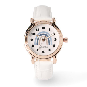 Blue and Peach Rainbow Boho Design Armbanduhr