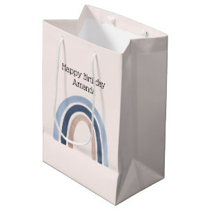 Blue and Peach Rainbow Boho Design Geburtstag Mittlere Geschenktüte