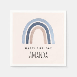 Blue and Peach Rainbow Boho Design Geburtstag Serviette