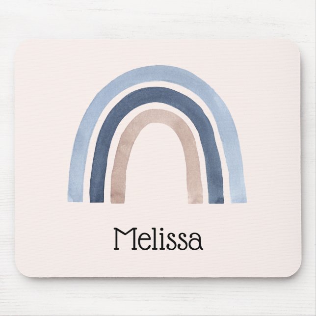 Blue and Peach Rainbow Boho Design Mousepad (Vorne)