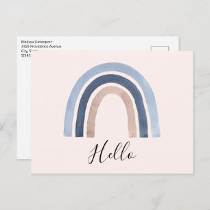 Blue and Peach Rainbow Boho Design Postkarte