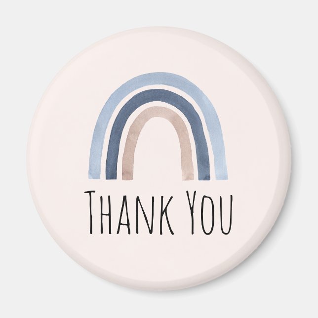 Blue and Peach Rainbow Boho Design Vielen Dank Magnet (Vorne)